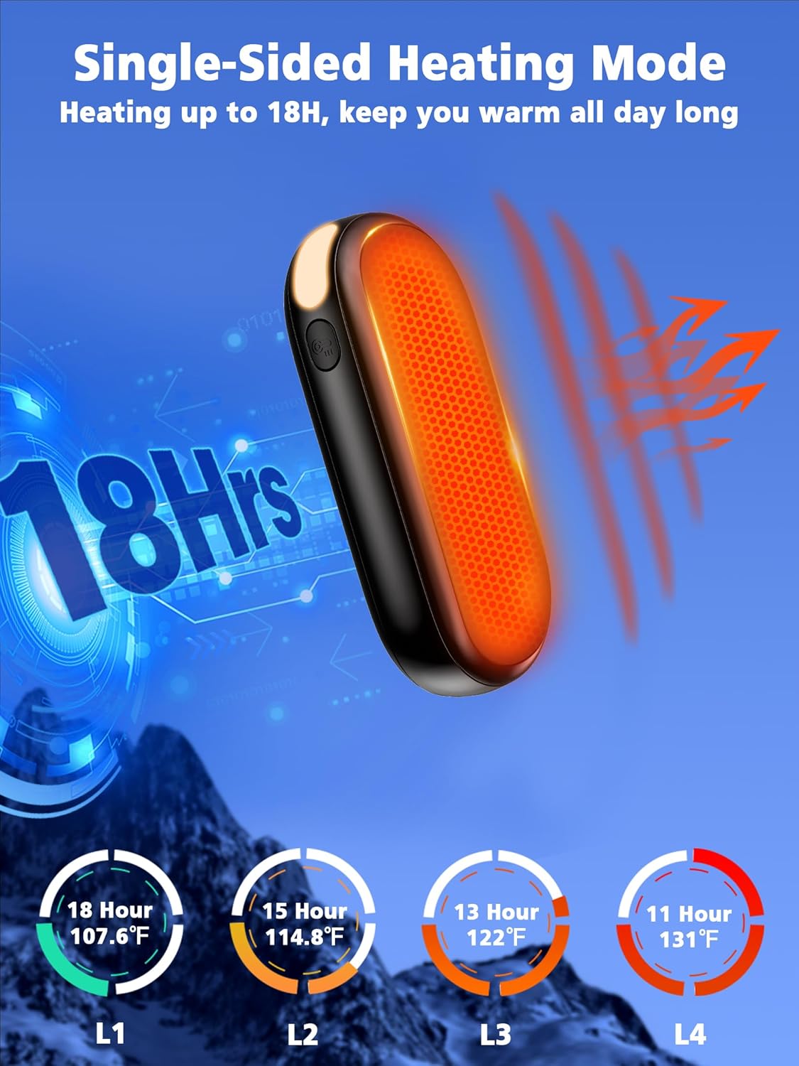 Calentadores de manos recargables, calentadores de manos eléctricos de 7000 mAh hasta 18 horas de calor, calentadores de manos de doble cara con