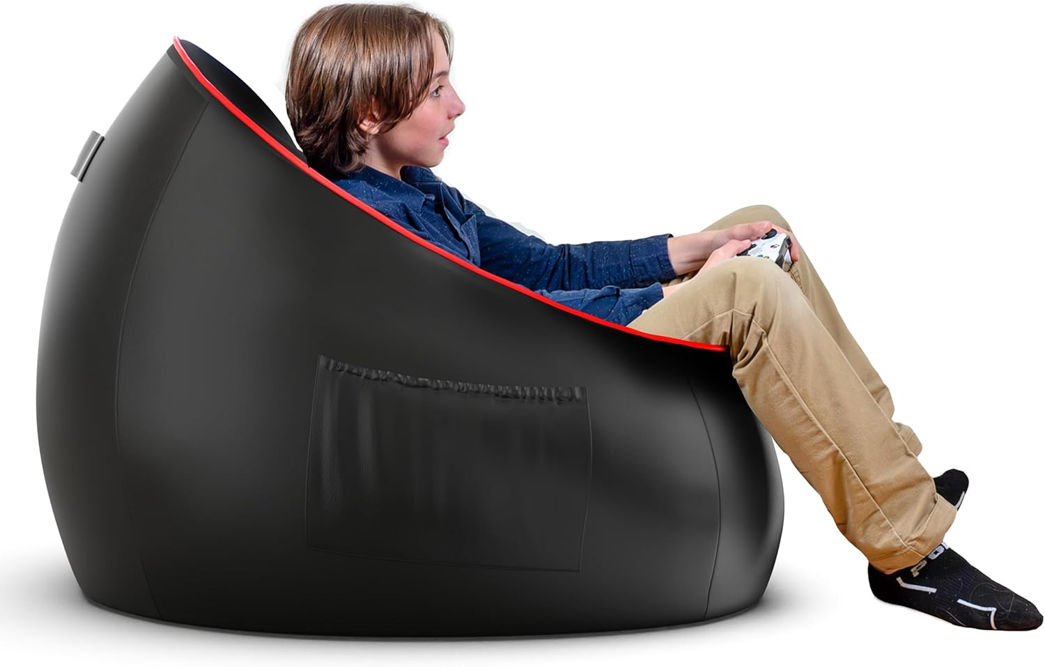 Mason Moon – Sillas puff para adultos, 3 pies, acogedora silla de puf grande, silla de descanso para dormitorio, silla redonda negra de suelo, silla