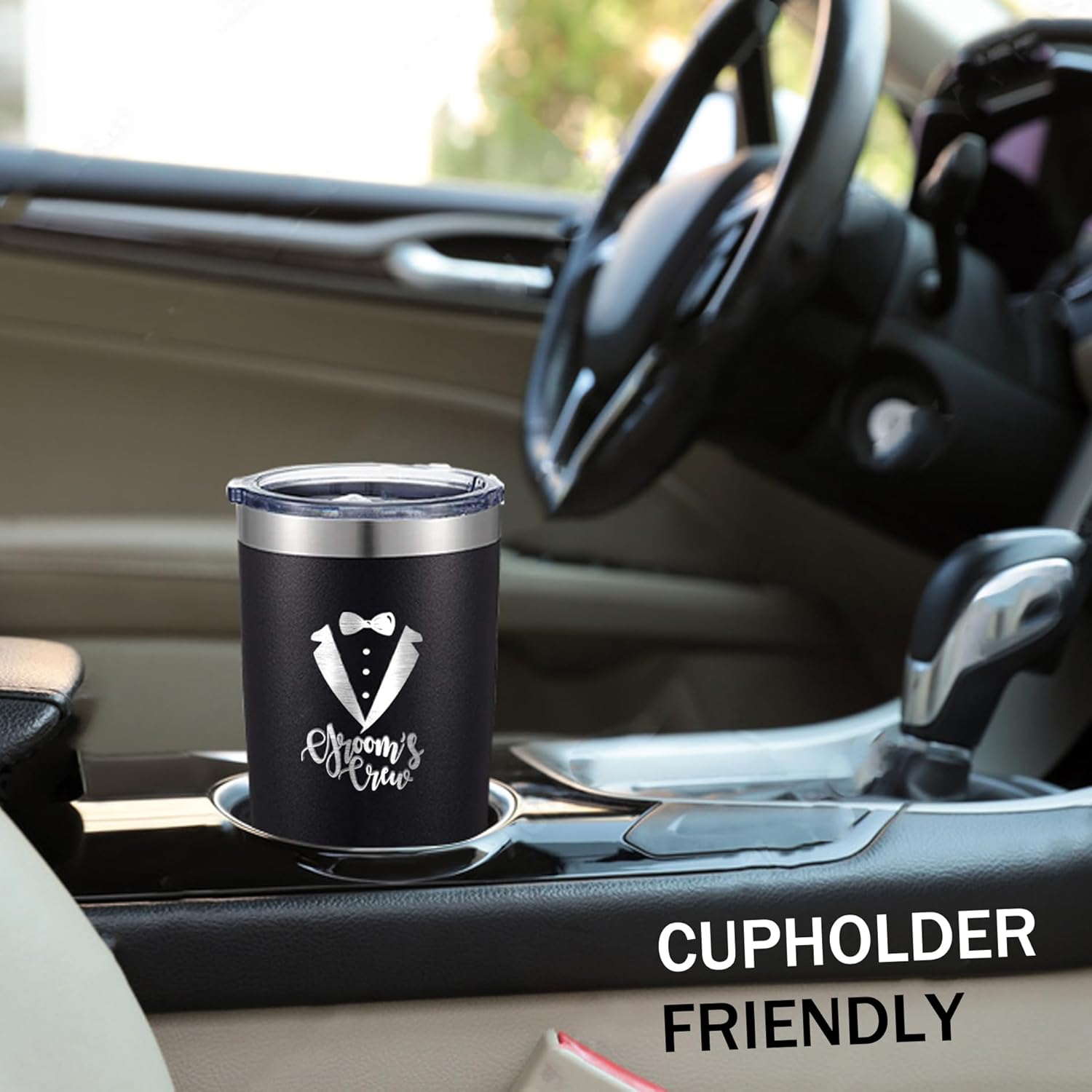 BachpartyGifts Juego de 8 vasos de viaje de acero inoxidable para padrinos de boda, regalos de despedida de soltero (tripulación de novio)