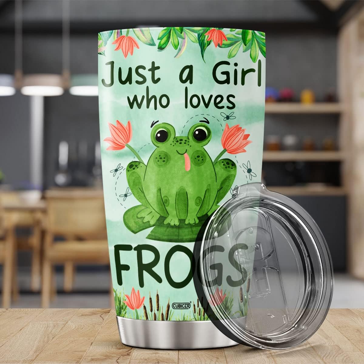 CUBICER Vasos de café de rana verde para mujer, vaso de acero inoxidable de 20 onzas, taza de taza con aislamiento divertido, tazas de viaje,