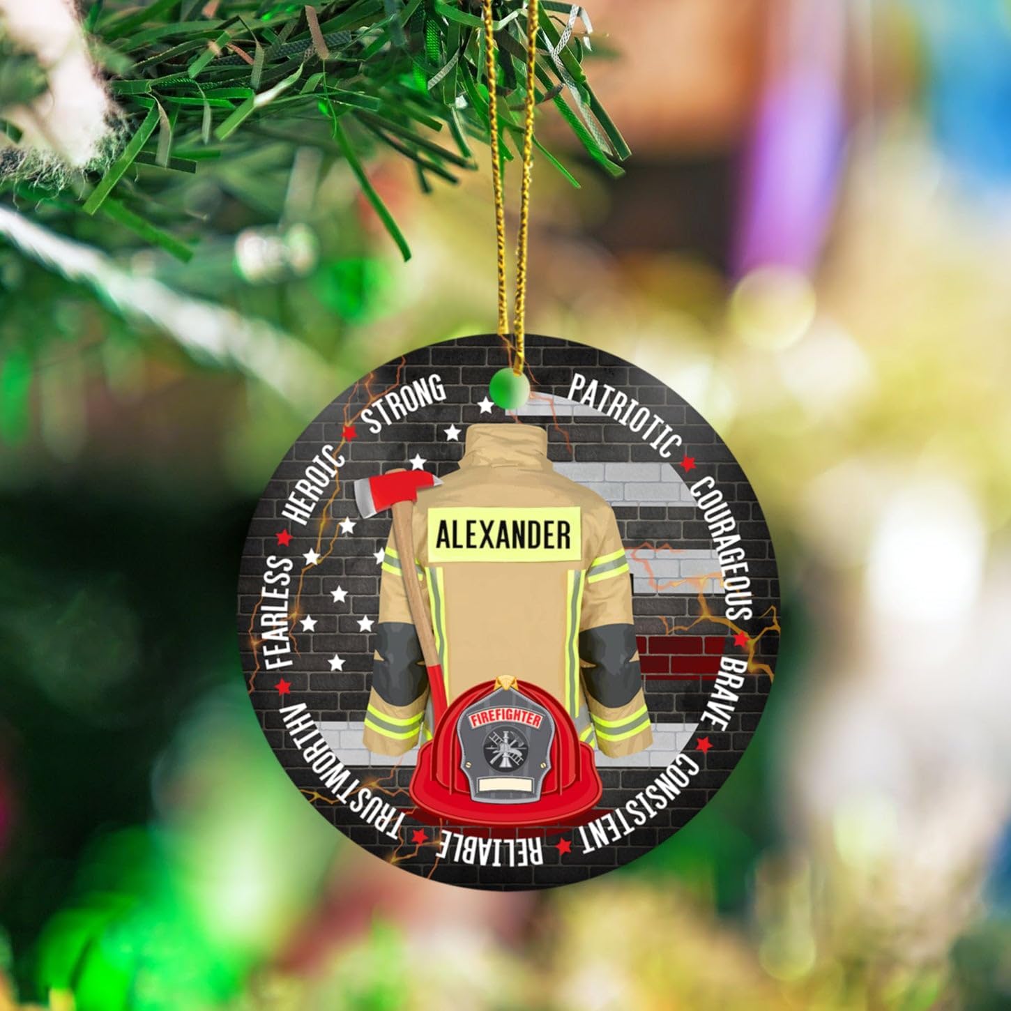 Adorno de Navidad de bombero personalizado 2024, adorno de bombero regalo para decoración de árbol de Navidad, adorno de bombero con nombre