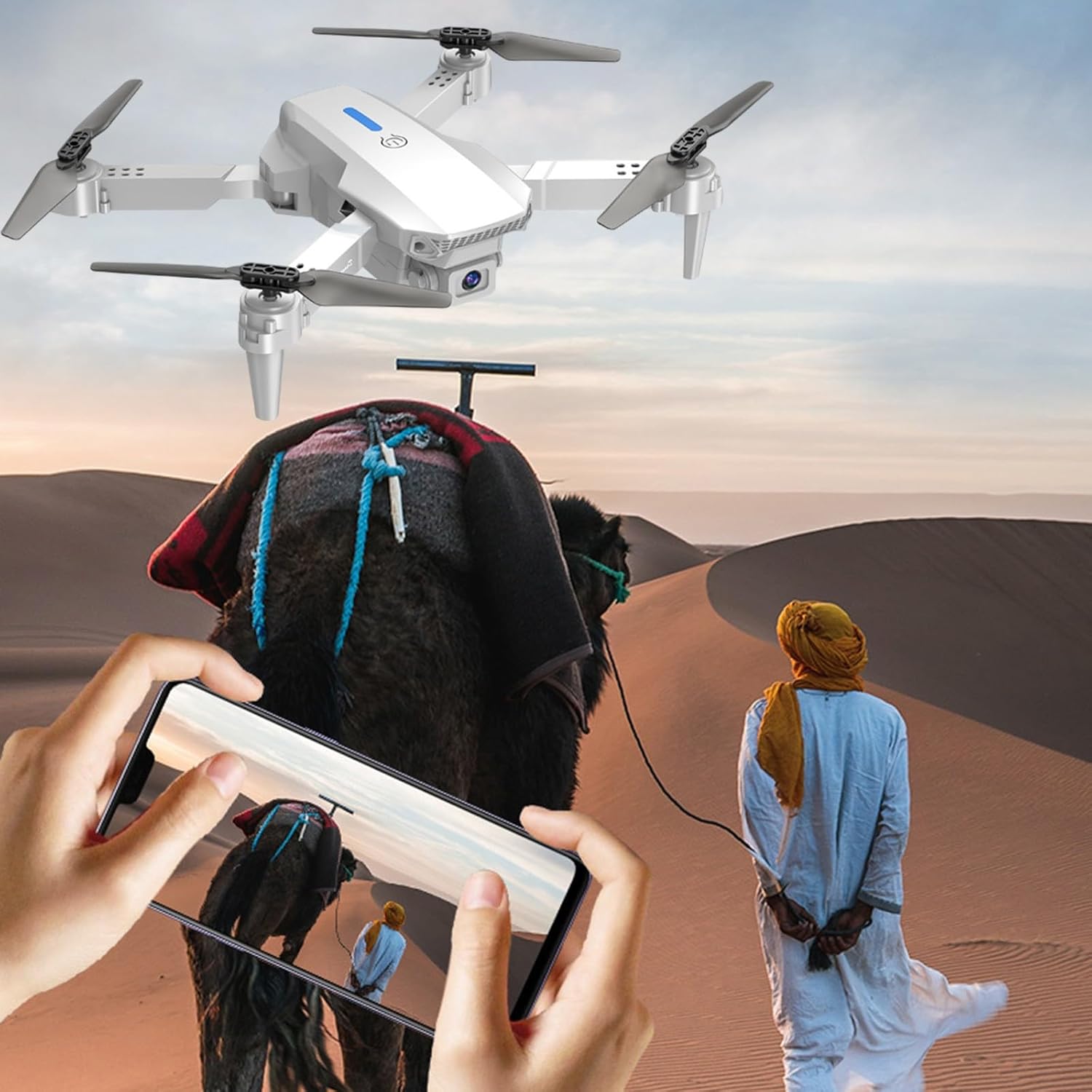 Drone with Camera, Remote Control Foldable Drone with Dual 4K HD FPV Camera – Altitude Hold, Headless Mode, One Key Start Speed Adjustment,