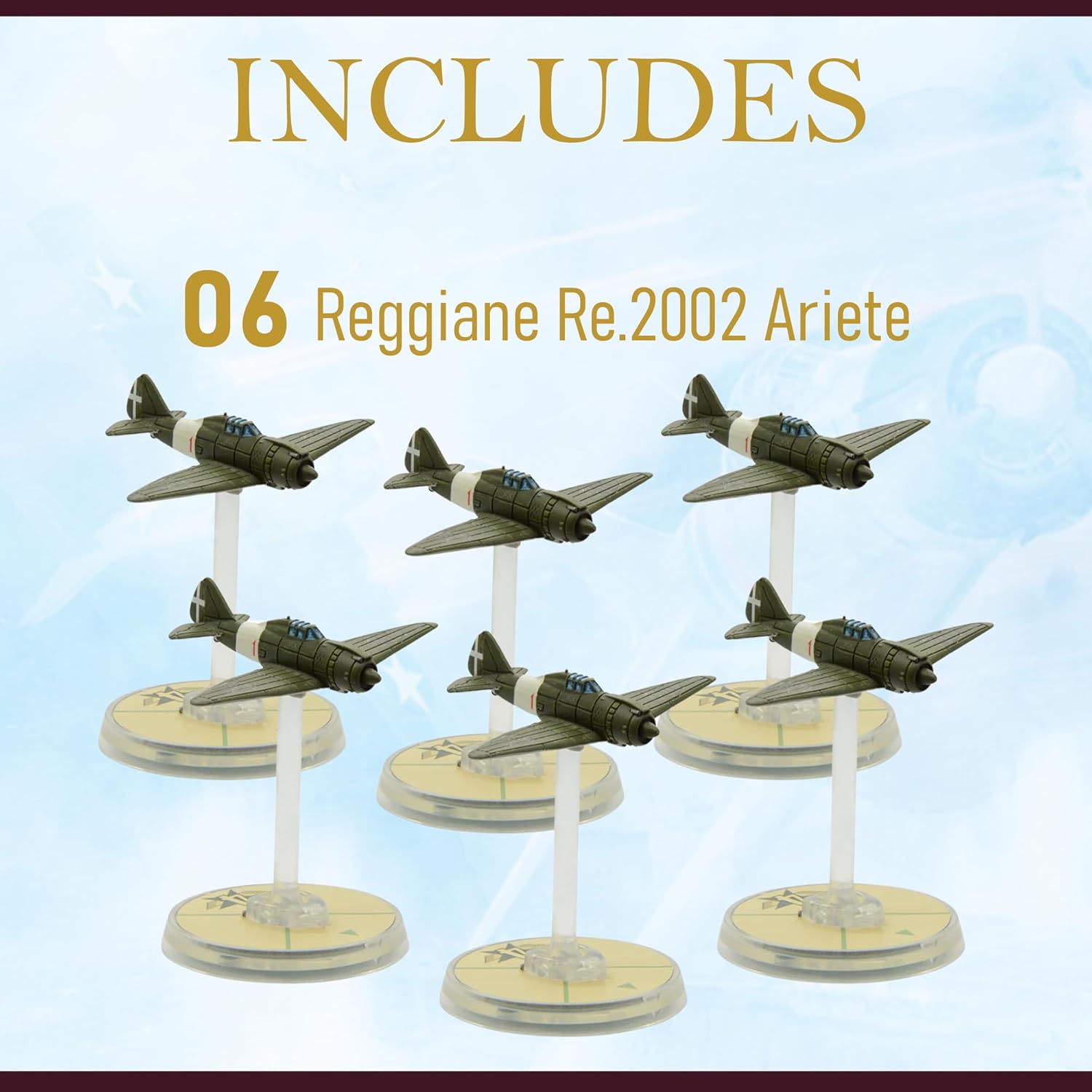 Wargames Delivered Blood Red Skies Reggiane Re.2002 Ariete Squadron – Juego de guerra de mesa de combate aéreo masivo de la Segunda Guerra Mundial,