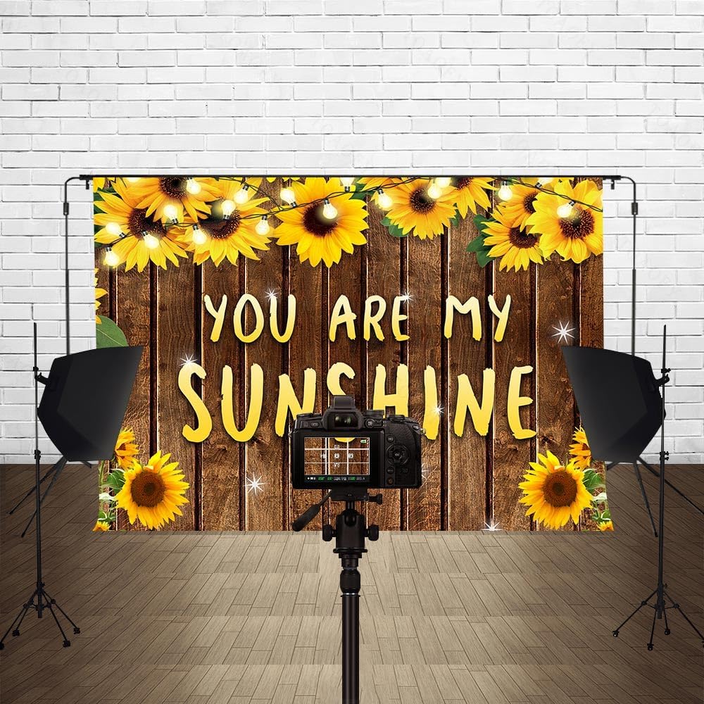 TAYBYC425 – Telón de fondo de madera de girasol para baby shower, 8 x 6 pies, decoración de fondo de madera de girasol para niña, fiesta de