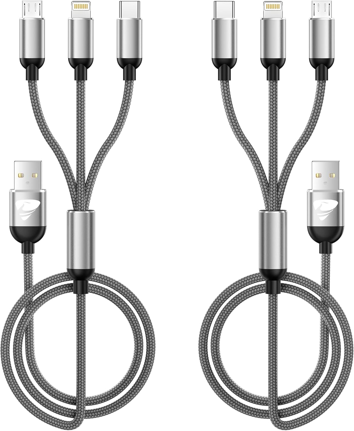 Cargadores para múltiples dispositivos, cable de carga múltiple 3 en 1, cable de carga rápida múltiple de nailon trenzado, adaptador de cable USB