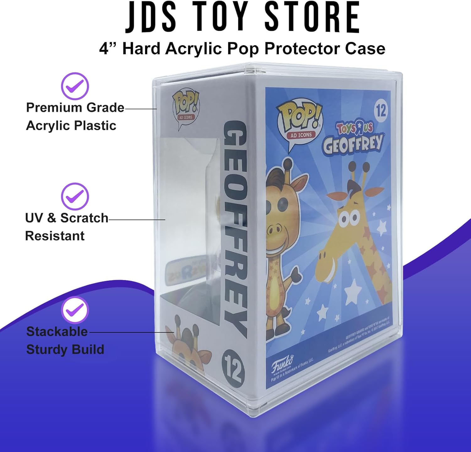 Paquete de 2 fundas rígidas apilables compatibles con Funko Pops, pantalla acrílica transparente con A, máxima protección