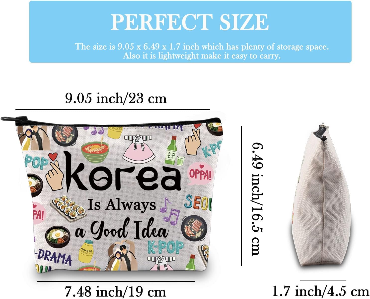 GJTIM Corea del Sur Viaje Vacaciones Regalo de Recuerdo Corea Bachelorette Trip Gift Corea del Sur Bolsa de Accesorios de Viaje para Amantes de