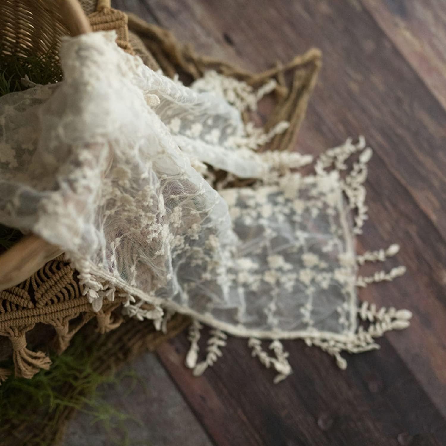 Zeroest Manta de accesorios de fotografía para bebés, trajes de sesión de fotos para recién nacidos, envoltura de encaje para fotos de bebés (marfil