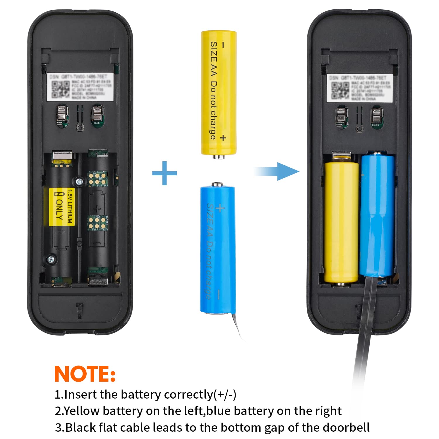 ALERTCAM Adaptador de corriente para timbre de video Blink (batería de reemplazo), transformador de timbre con cable resistente a la intemperie de
