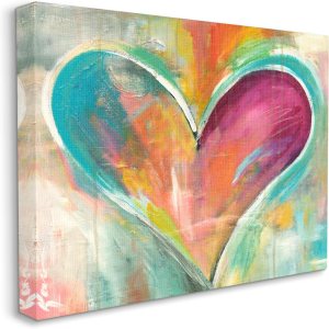 Stupell Industries Lienzo abstracto colorido con diseño de corazón texturizado para pared, diseño del artista Kami Lerner, 24 x 30 pulgadas, lienzo Stupell Industries Lienzo abstracto colorido con diseño de corazón texturizado para pared, diseño del artista Kami Lerner, 24 x 30 pulgadas, lienzo