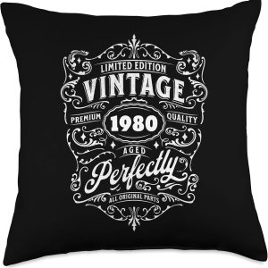 Vintage Birthday Gift Fancy Retro Birth Year Vintage 1980 Limited Edition 43rd Birthday Aged Perfectly Throw Pillow, 18×18, Multicolor Vintage Birthday Gift Fancy Retro Birth Year Vintage 1980 Limited Edition 43rd Birthday Aged Perfectly Throw Pillow, 18×18, Multicolor