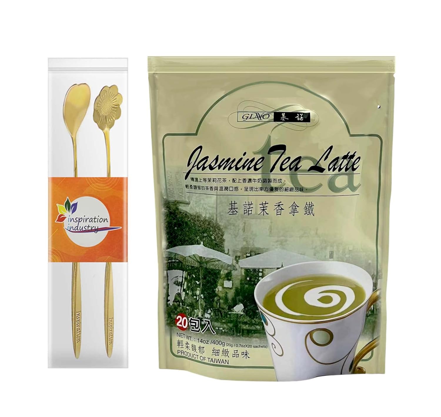 GINO – Té de jazmín con leche sabor a leche – Té de jazmín con leche en polvo, 14 onzas (14.11 oz) (1 paquete)