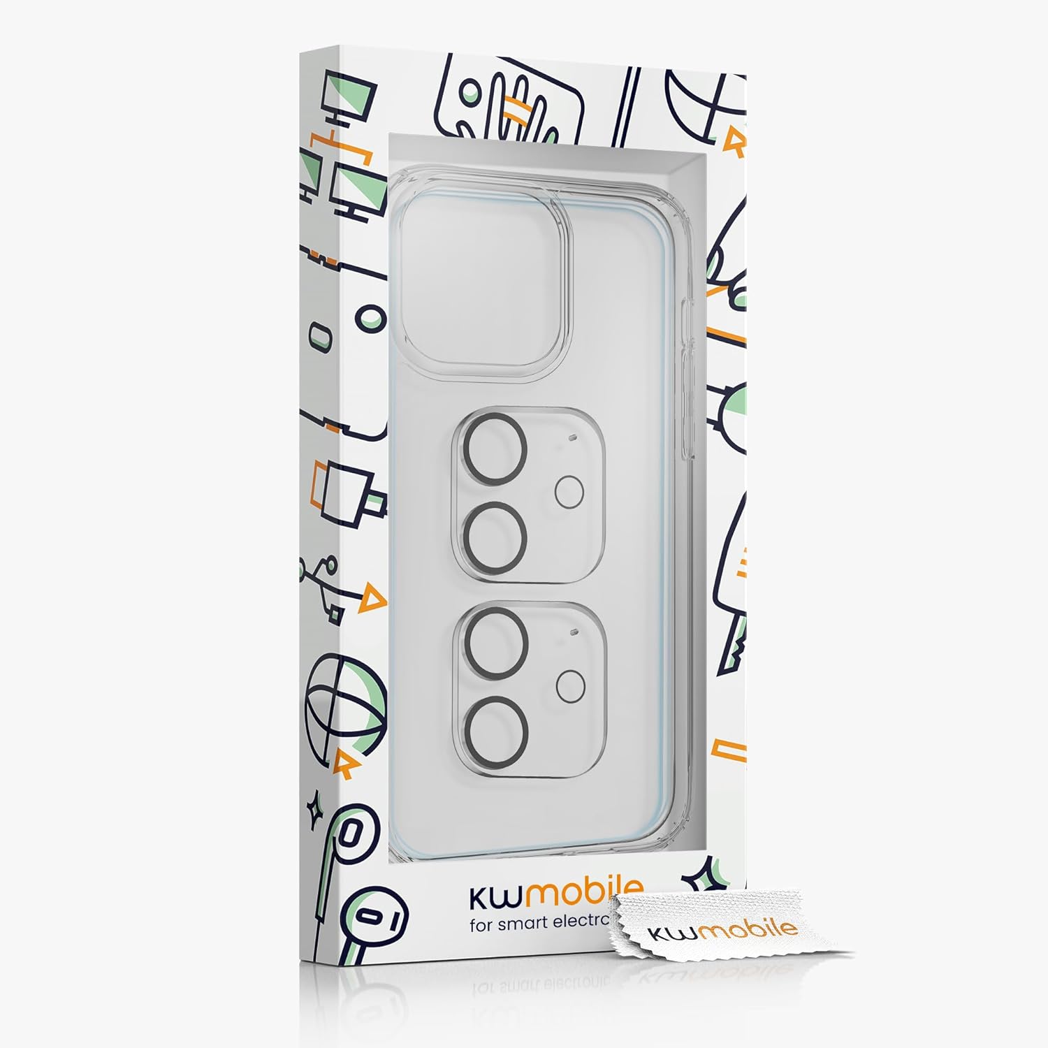 kwmobile Juego de fundas transparentes 5 en 1 compatibles con Apple iPhone 12, incluye protectores de pantalla y cámara, transparente