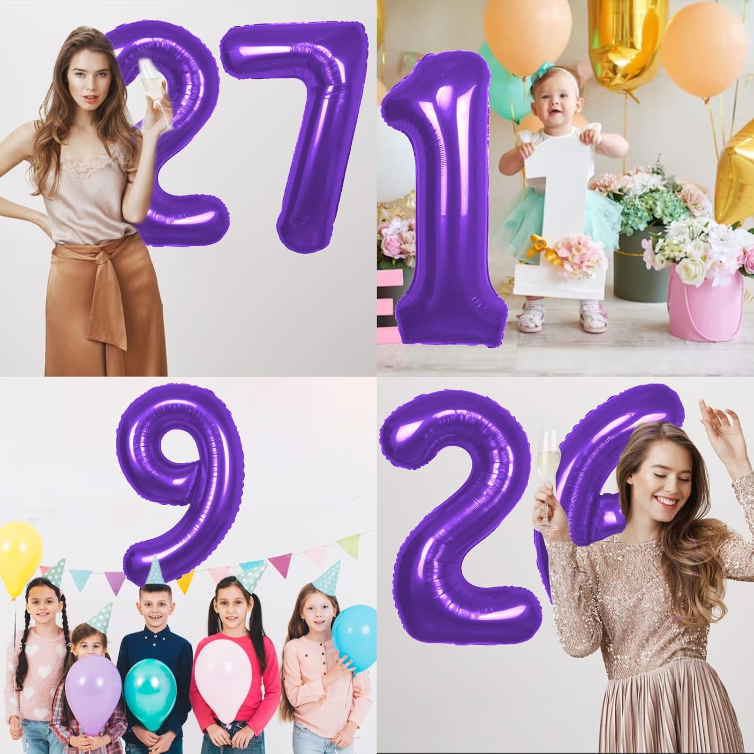 Globos de helio de aluminio de Mylar de 40 pulgadas de tamaño extra grande con el número 7 para fiestas de cumpleaños, decoraciones de celebración