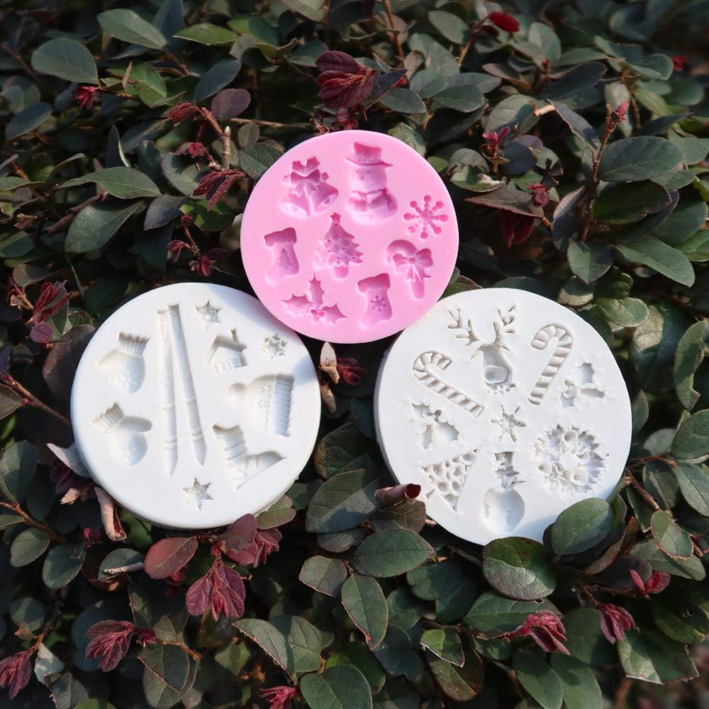 3 moldes de silicona para fondant, 25 cavidades 3D de Navidad, decoración de tartas de azúcar, decoración de cupcakes, proyectos de manualidades,