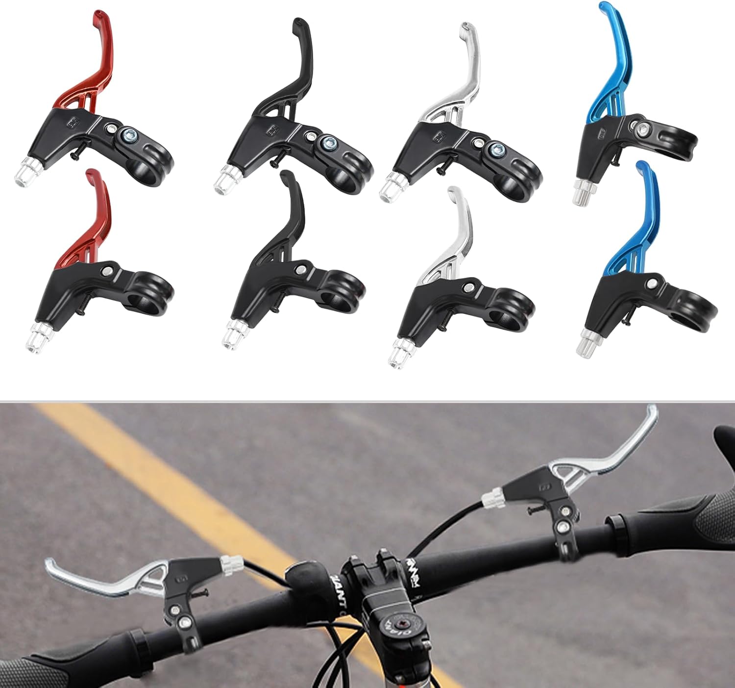 HuaShuani 1 par de palanca de freno de bicicleta, manillar universal de aleación de aluminio, bicicleta de montaña, bicicleta para niños, bicicleta