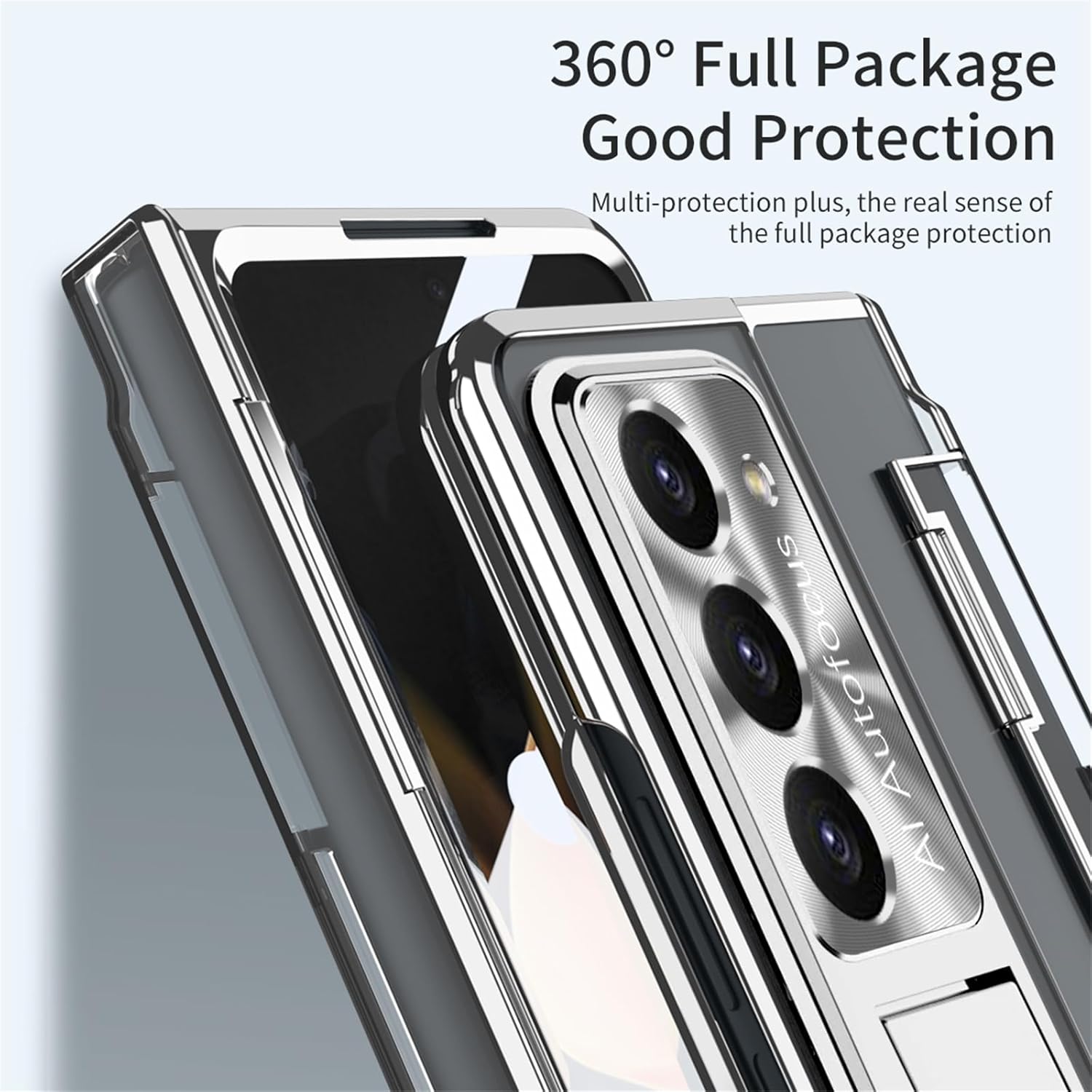 Funda para Galaxy Z Fold 5, carcasa chapada de una pieza con soporte y protector de pantalla, compatible con Samsung Galaxy Z Fold 5 5G 2023