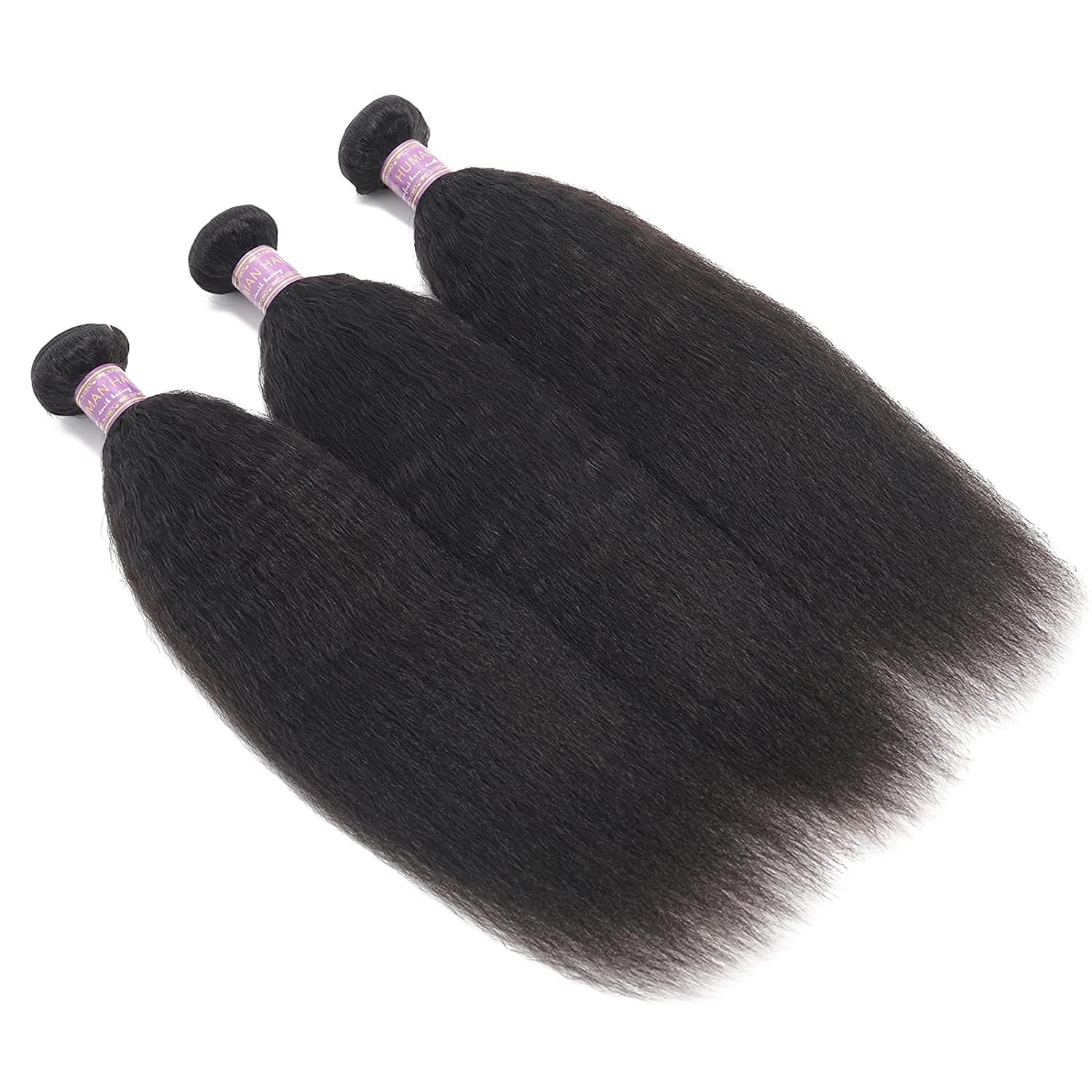 Extensiones de cabello humano lacio tipo afro, extensiones de cabello humano lacio Yaki, 100% cabello humano Remy brasileño sin procesar, negro