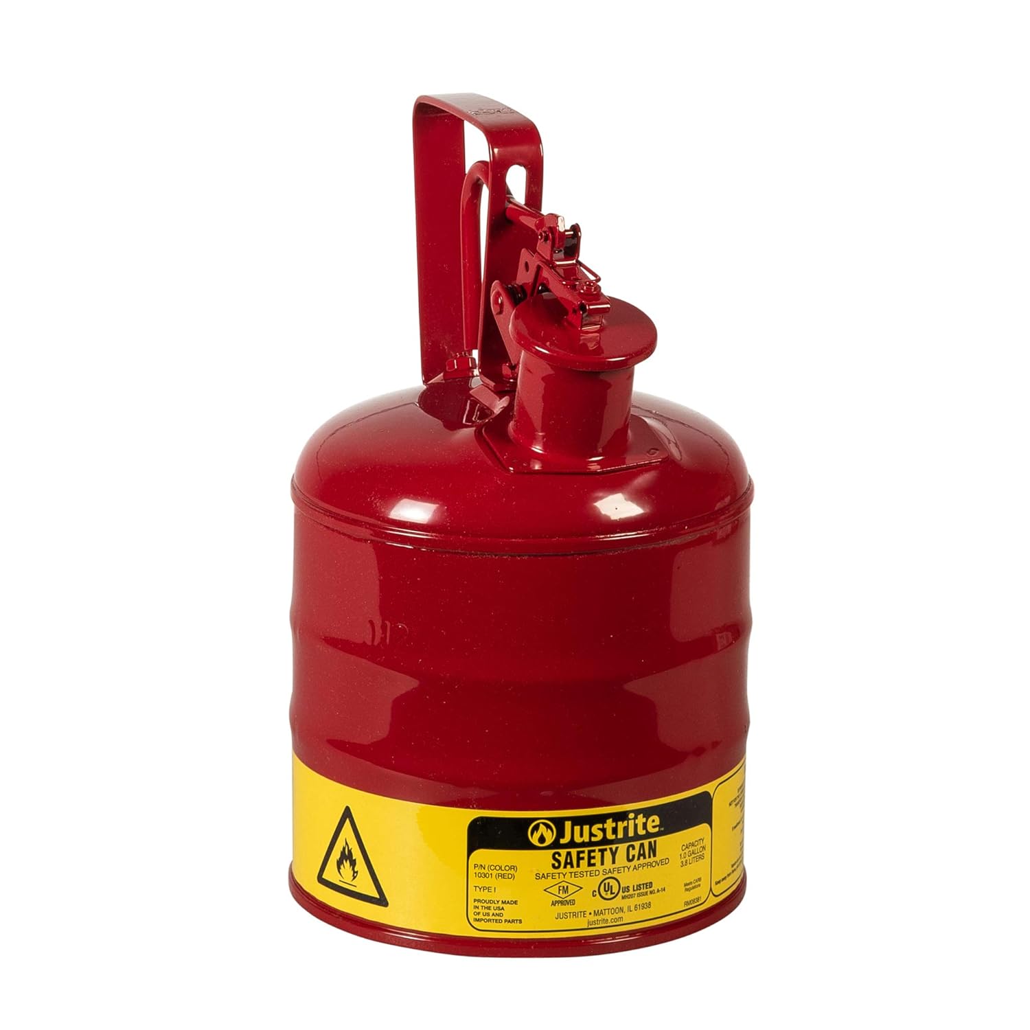 JustRite 10301cesto de acero de Seguridad para inflamables tipo I, Capacidad de 3.52 cuartos de galón, color rojo