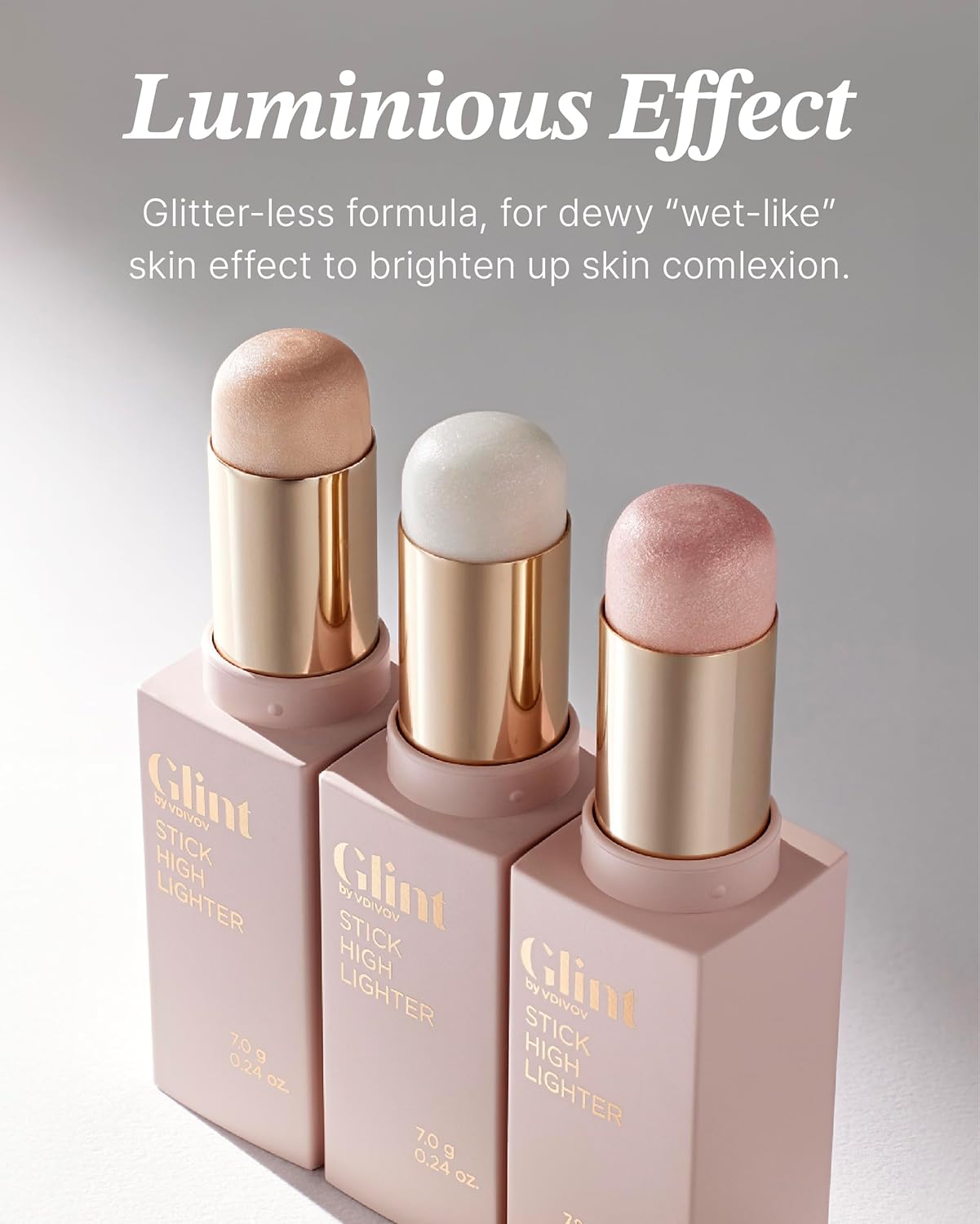 Resaltador Glint Stick (Milky Moon, 0.24 onzas) – Lápiz iluminador multiusos por LG Beauty. Color cremoso y mezclable.