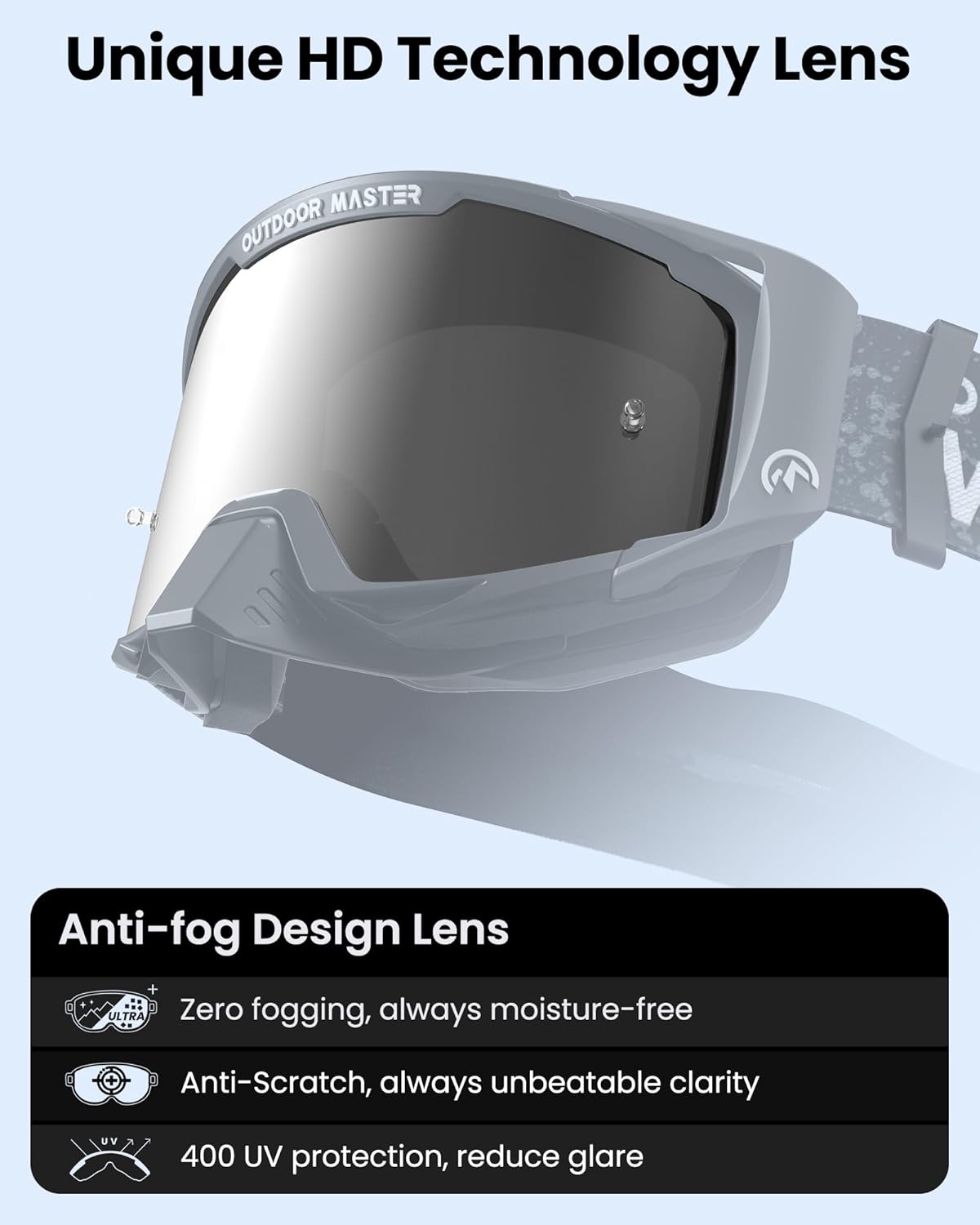 OutdoorMaster Mustang – Gafas de motocross OTG, gafas de motocross, gafas de ATV para hombres, mujeres, adultos, jóvenes