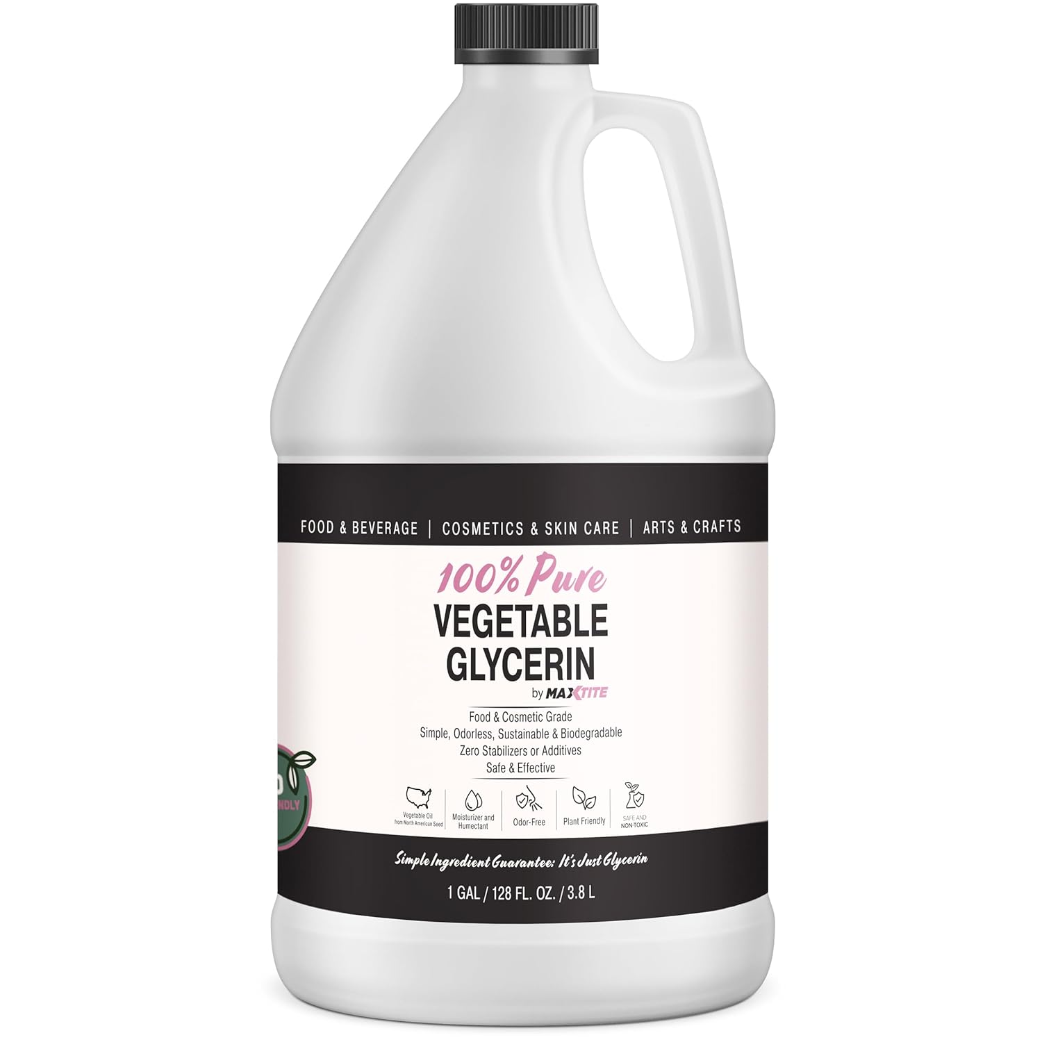 Glicerina vegetal pura, 1 galón, grado alimenticio natural para cosméticos, piel, cabello, manualidades, cocina y más, de aceites de semillas de