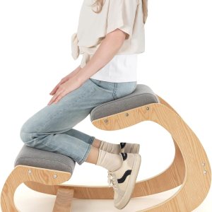 Giantex Silla ergonómica arrodillada, silla de postura para escritorio con cojín, marco de madera maciza, carga máxima de 330 libras, cómoda silla Giantex Silla ergonómica arrodillada, silla de postura para escritorio con cojín, marco de madera maciza, carga máxima de 330 libras, cómoda silla