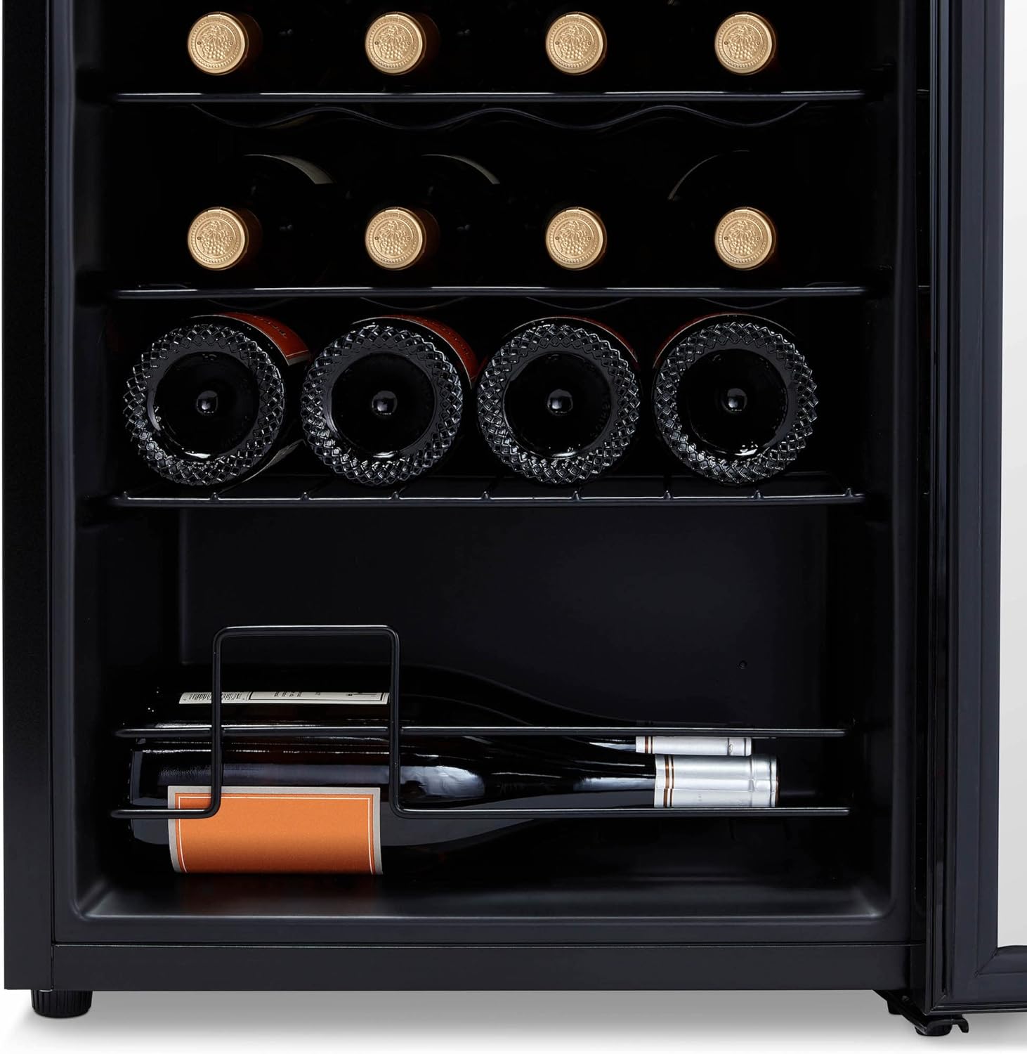 Shadow Series – Refrigerador de vino de 24 botellas, refrigerador de vino con espejo independiente con puerta de vidrio templado de doble capa y
