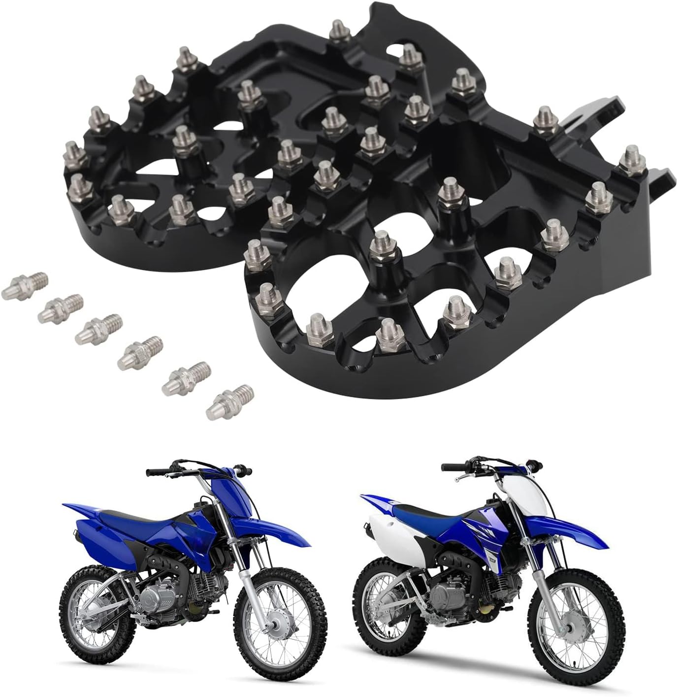 AnXin Estriberas para moto de cross Estriberas de motocicleta Pedales descansos CNC para TTR 110 TTR110 TTR 110E TTR110E 2011-2023 Pit Bike Negro