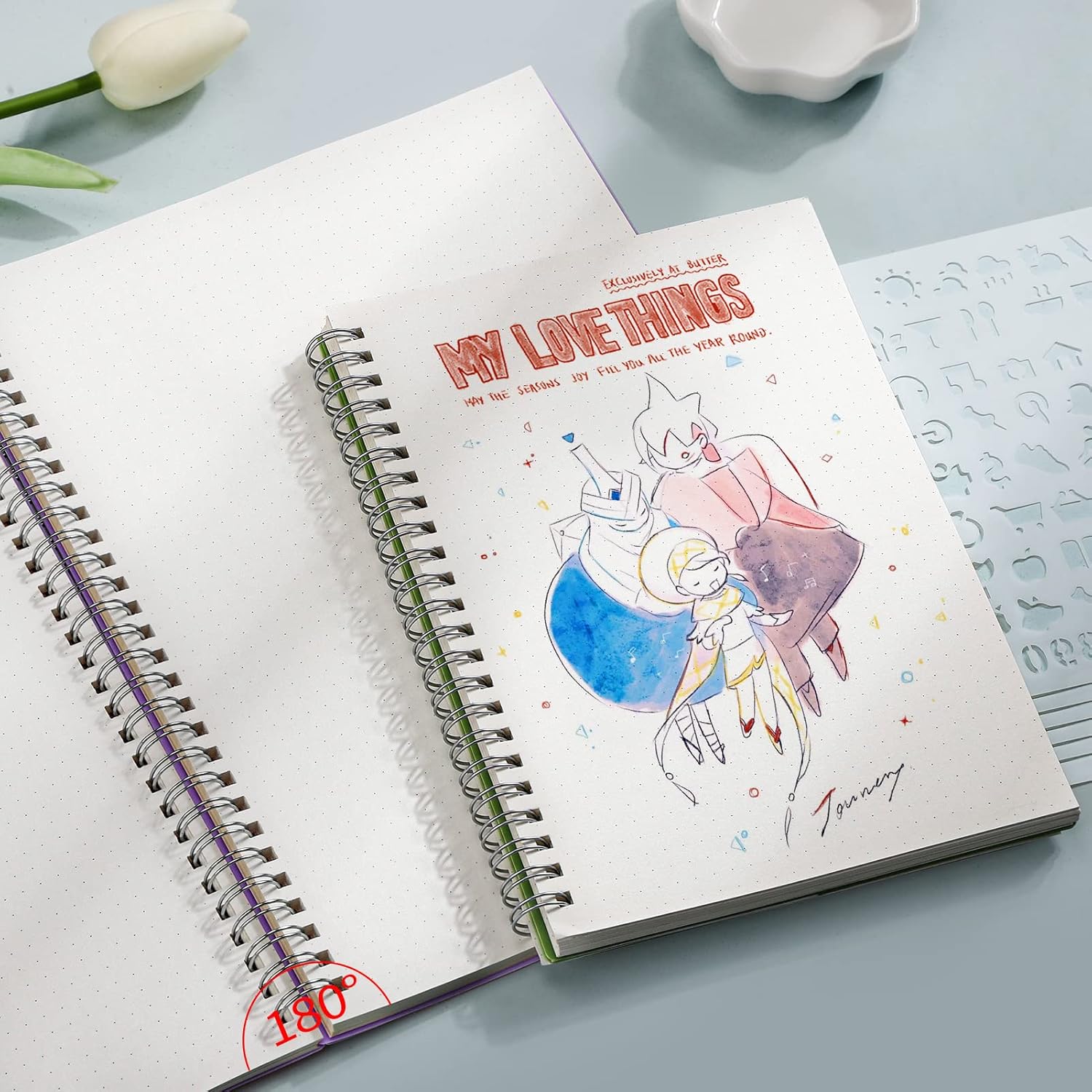 EMSHOI Cuaderno de espiral de puntos, paquete de 4 cuadernos A5 de cuadrícula de puntos pequeños de 5.7 x 8.22 pulgadas, 640 páginas de 3.53 ozm de