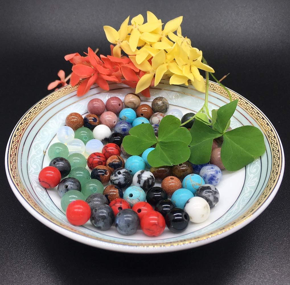 450 cuentas redondas de piedra natural sueltas, orificio de 0.04pulgadas, cuentas lisas para manualidades, pulseras, collares, aros y bisutería