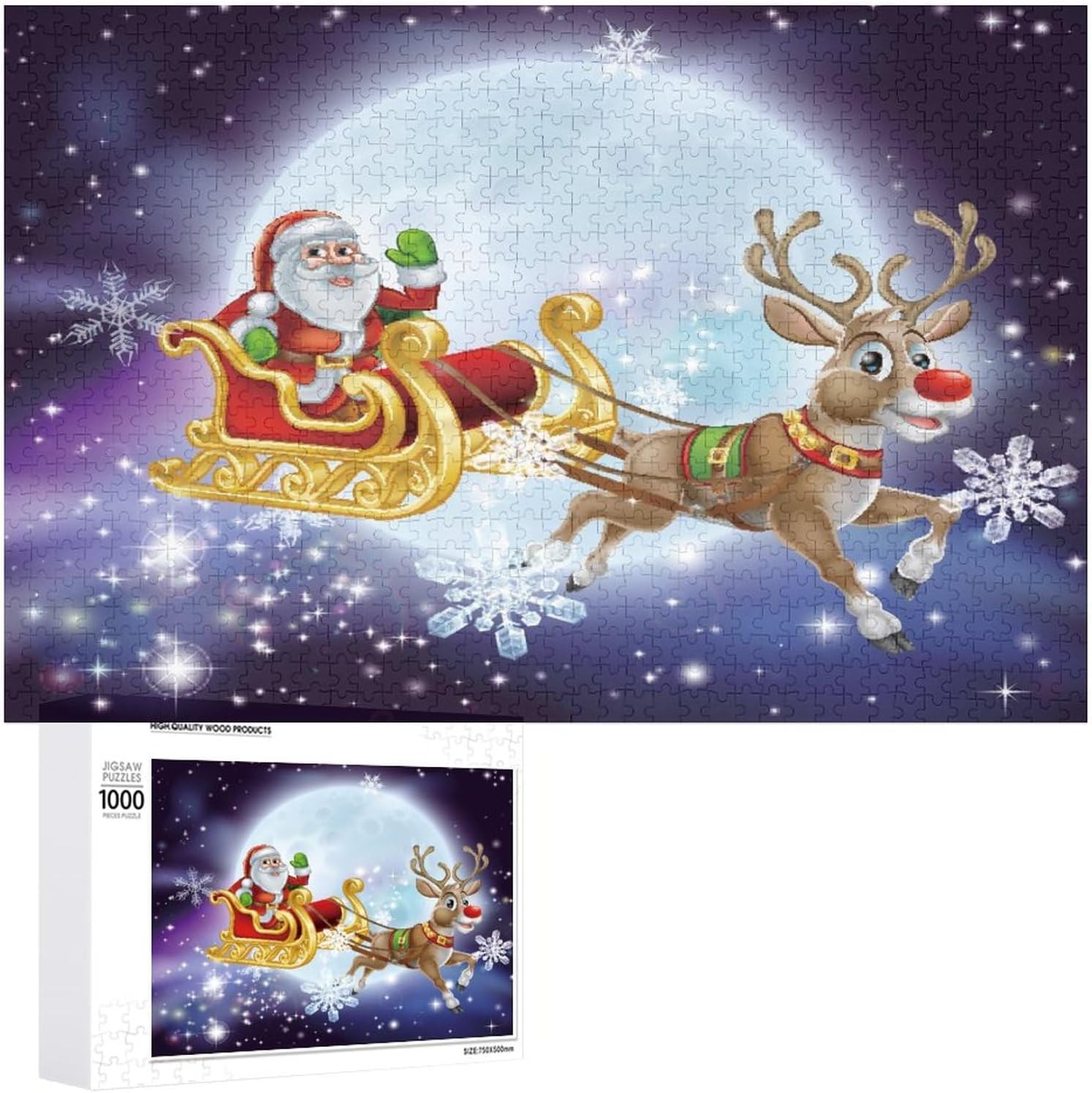 Rompecabezas para adultos de 1000 piezas, rompecabezas de dibujos animados de Navidad de Papá Noel, rompecabezas divertido para la familia