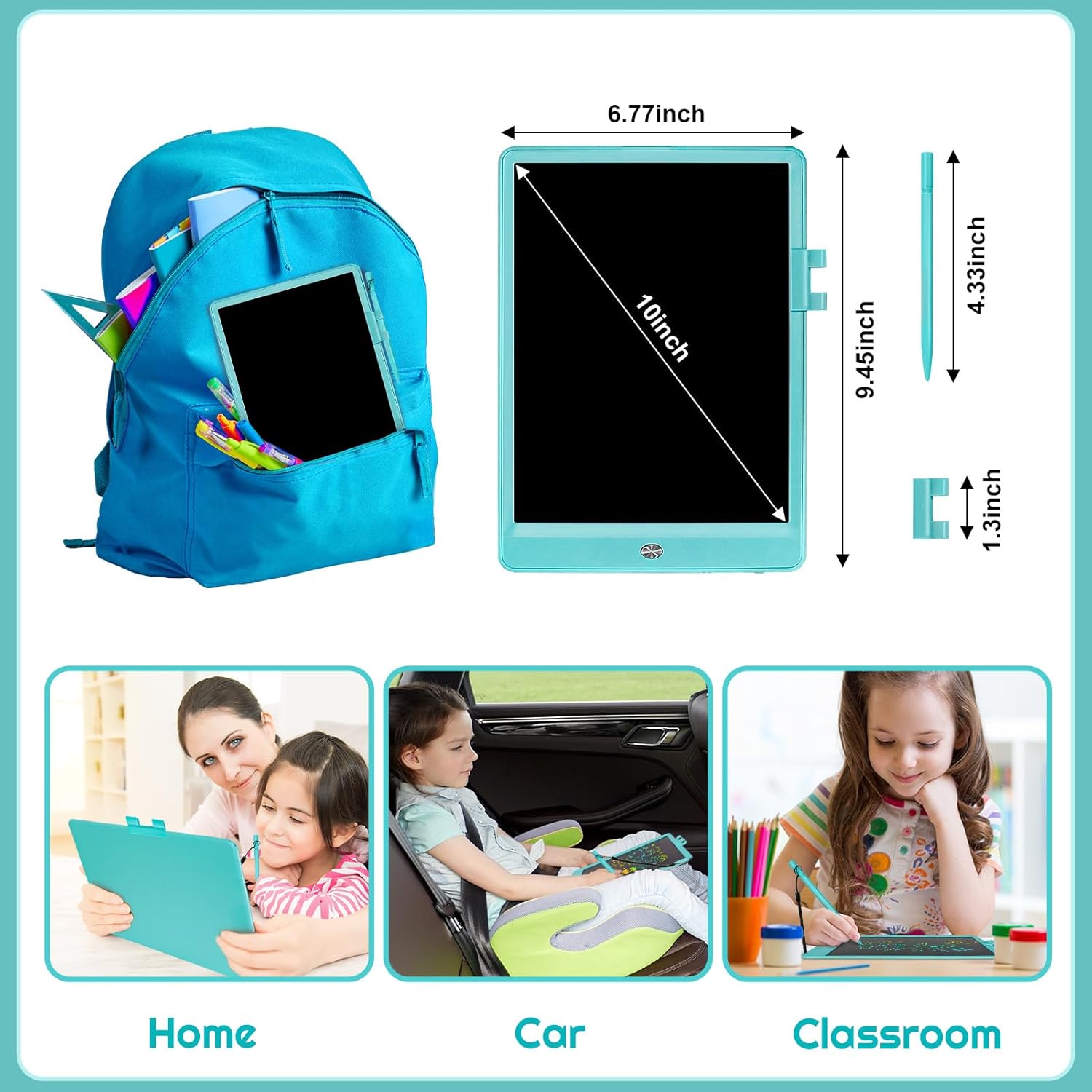 Tableta de escritura LCD para niños, tableta de dibujo electrónica borrable, tablero de graffiti Coloful infantil de 10 pulgadas, aprendizaje