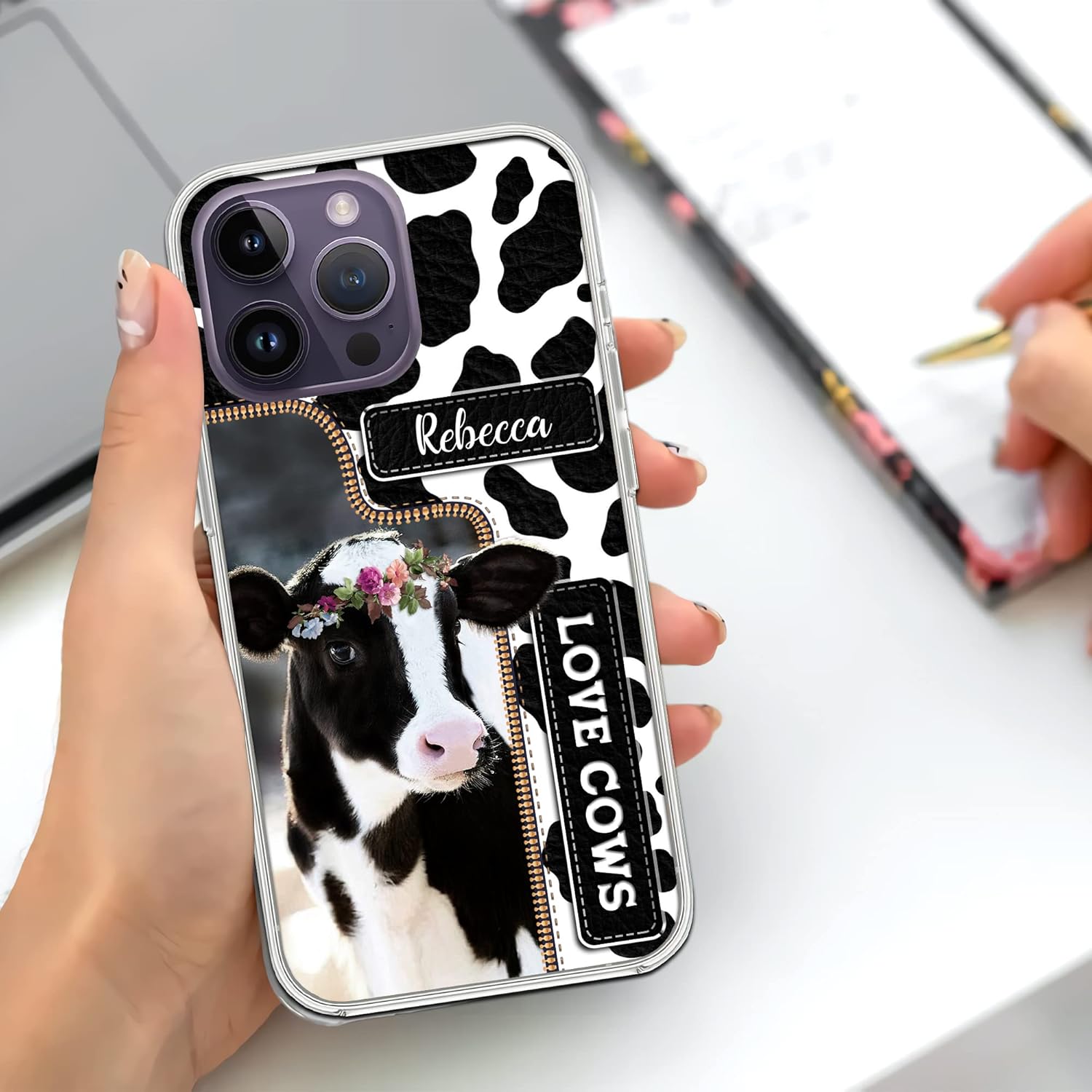 CASEZILY Funda personalizada para teléfono con estampado de vacas y animales para mujeres y niñas, compatible con iPhone 15, 14, 13, 12, 11, X, Xs,