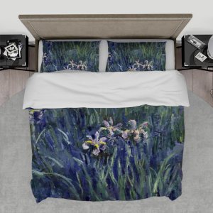 Claude Monet Funda nórdica de Flor púrpura 3 piezas juego de ropa de cama de jardín Suave y cálido con cierre de cremallera (1 funda nórdica + 2 Claude Monet Funda nórdica de Flor púrpura 3 piezas juego de ropa de cama de jardín Suave y cálido con cierre de cremallera (1 funda nórdica + 2