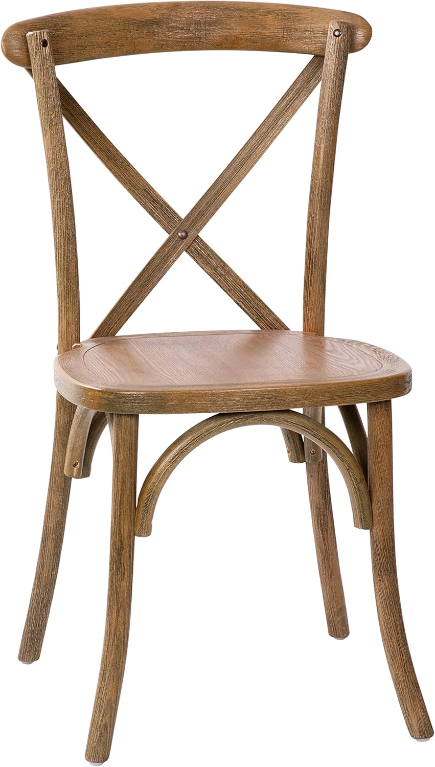 Flash Furniture Paquete de 2 sillas Advantage raspadas a mano con respaldo en X natural oscuro