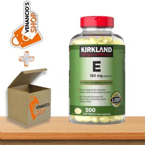 Kirkland Vitamina E 400 UI cápsulas blandas 500 unidades, VIT E 180mg para mujeres y hombres + incluye adhesivo Venancio’sBox (paquete de 1) Kirkland Vitamina E 400 UI cápsulas blandas 500 unidades, VIT E 180mg para mujeres y hombres + incluye adhesivo Venancio’sBox (paquete de 1)