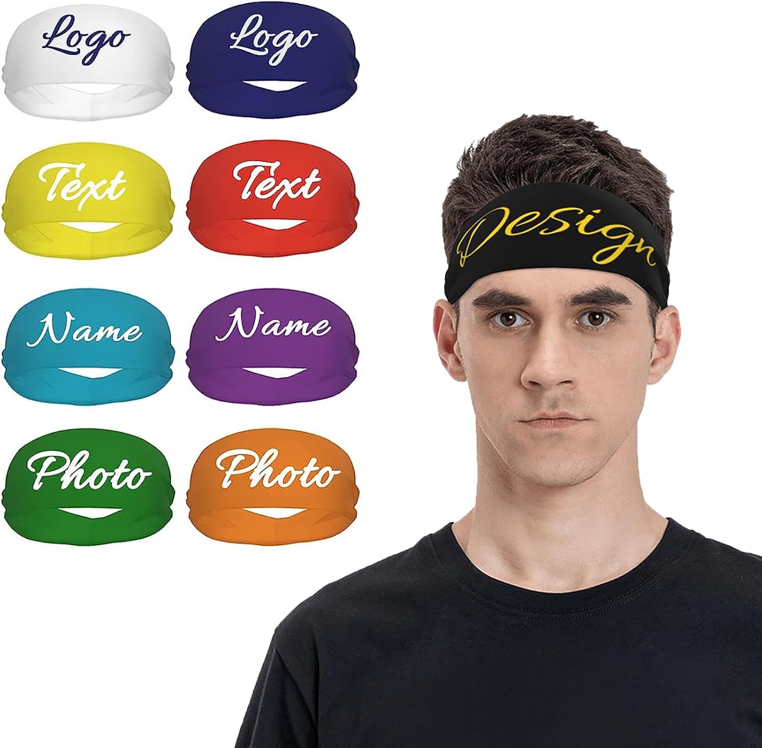 Diadema deportiva de moda personalizada, banda para el cabello a prueba de sudor, logotipo de imagen personalizada, banda suave para el sudor, banda