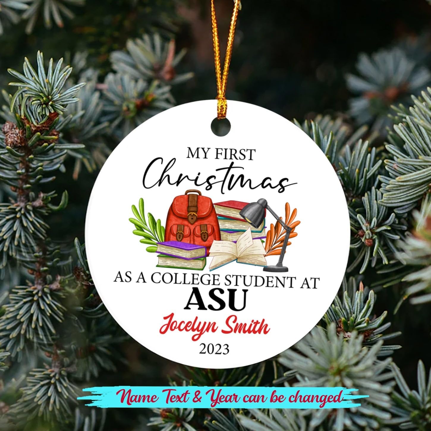 Adorno de mi primera Navidad como estudiante universitario, adorno personalizado de primera Navidad como estudiante universitario, regalo para