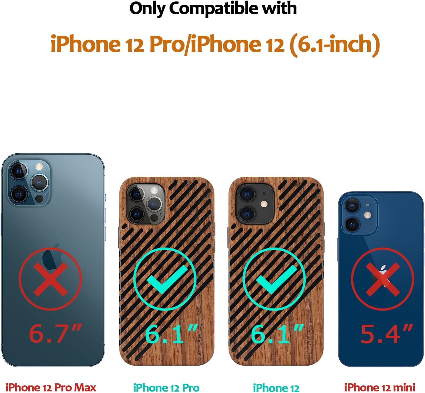 ZZDZZ Funda magnética compatible con iPhone 12 Pro  iPhone 12 compatible con MagSafe diseño de madera y cuero, funda híbrida de TPU a prueba de