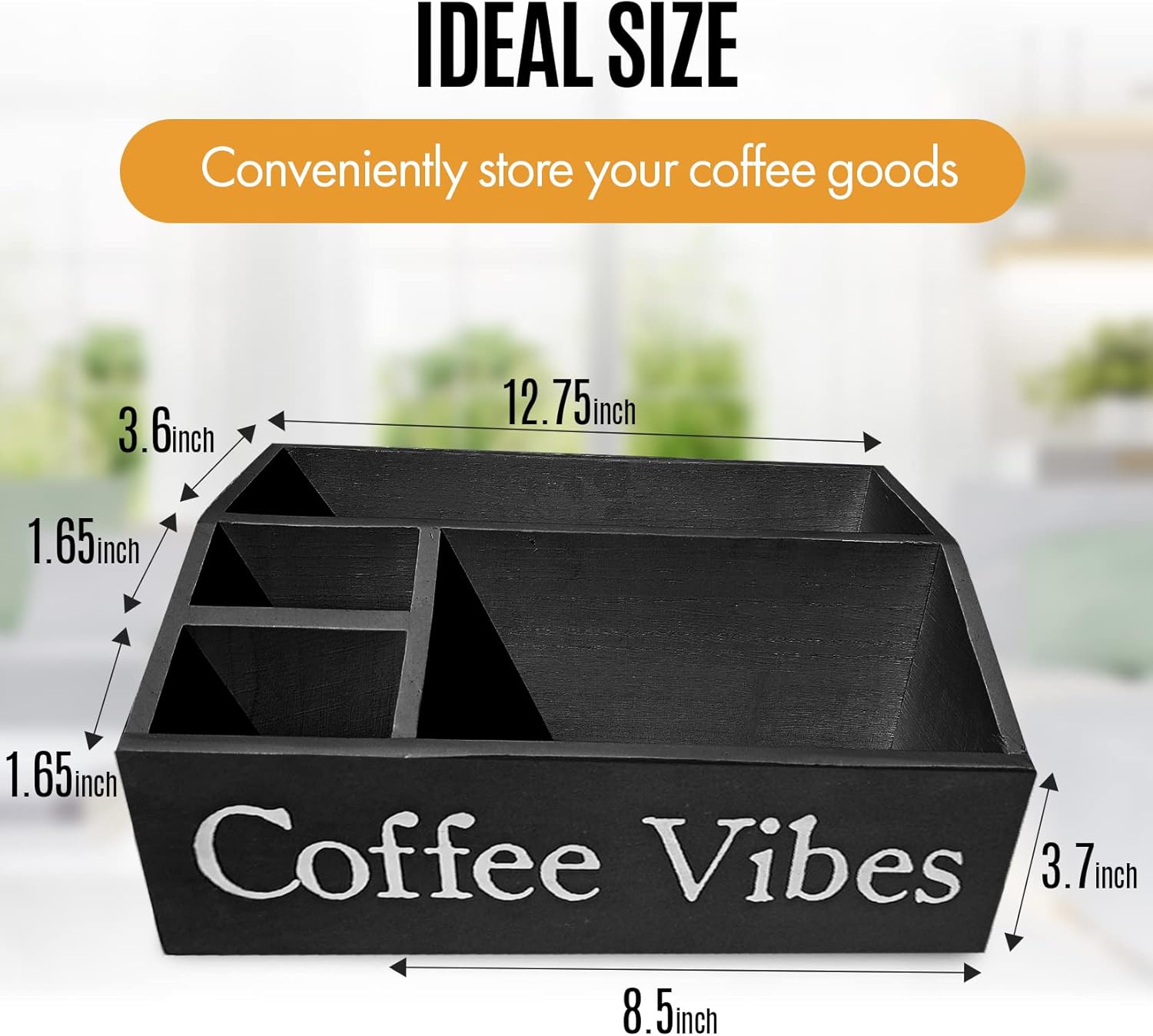 LifeStyle Vibes Organizador de estación de café, organizador de barra de café para encimera con almacenamiento de tazas K, accesorios de estación de