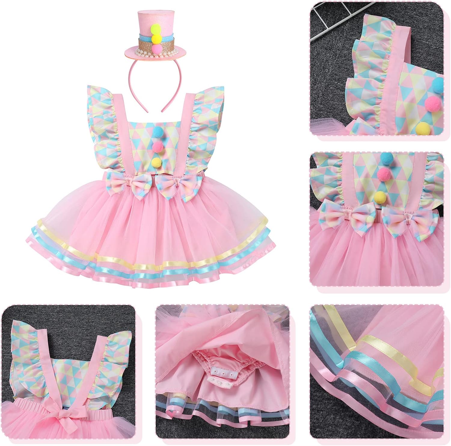 IBTOM CASTLE Traje de fiesta de cumpleaños de circo de carnaval para niña, vestido de tutú de princesa, disfraz de accesorio para fotos