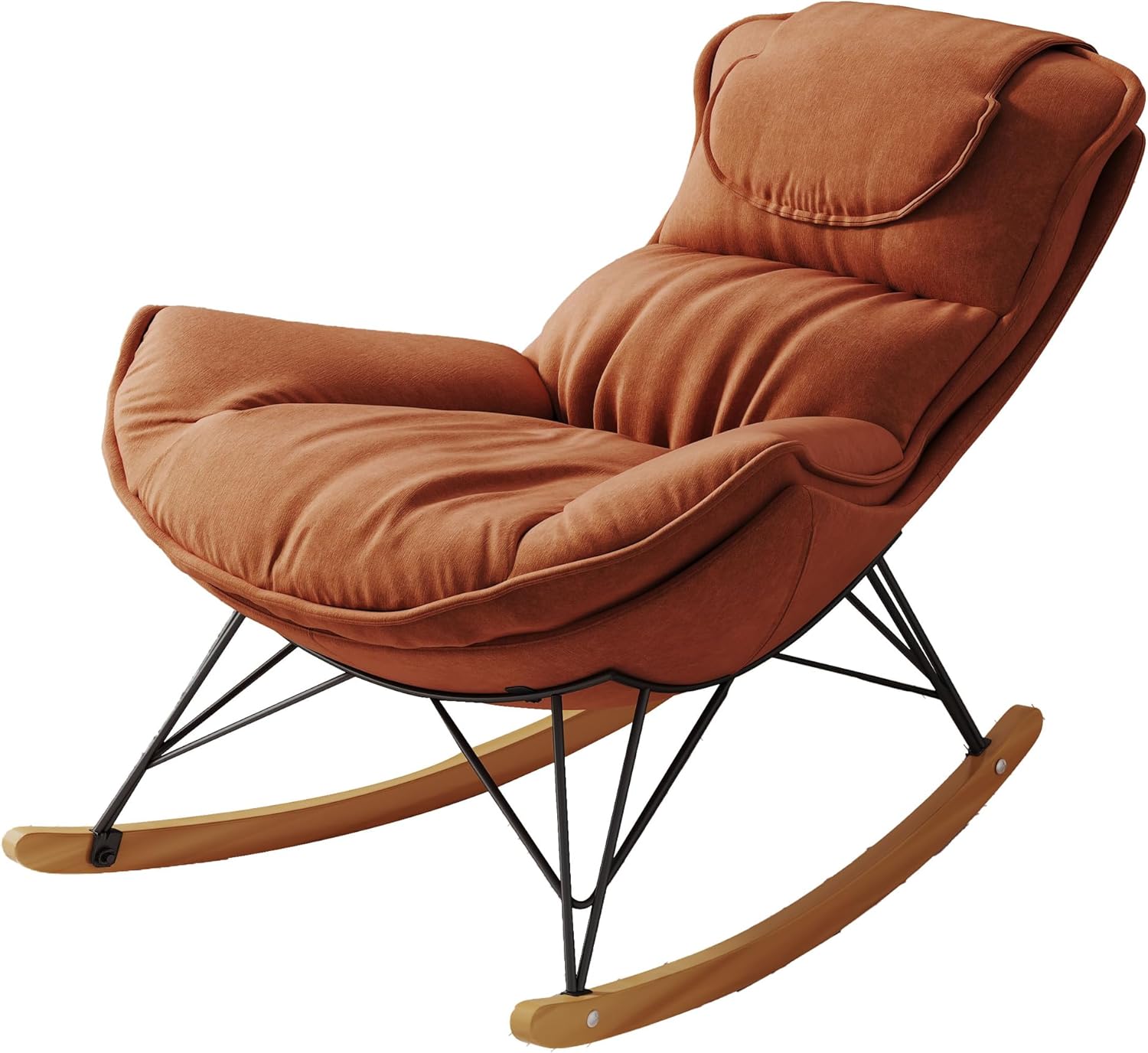 Mecedora para interiores, sofá individual de ocio, mecedora de terciopelo suave con cojín de asiento desmontable y lavable, cómoda silla de lectura
