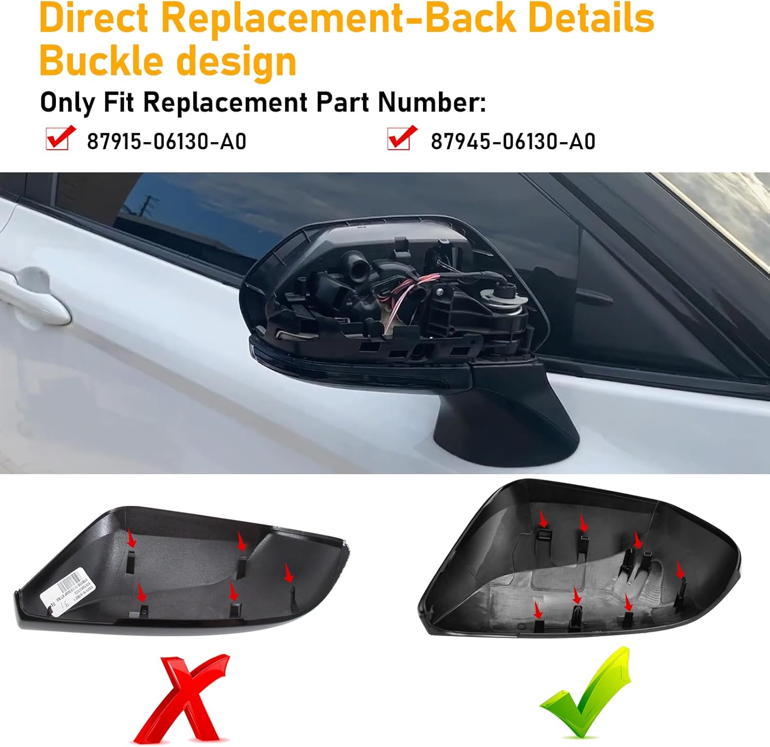 Compatible con cubierta de espejo retrovisor Toyota Camry 2018-2023, tapa de 8 generación para conductor y pasajero, cubierta de espejo retrovisor