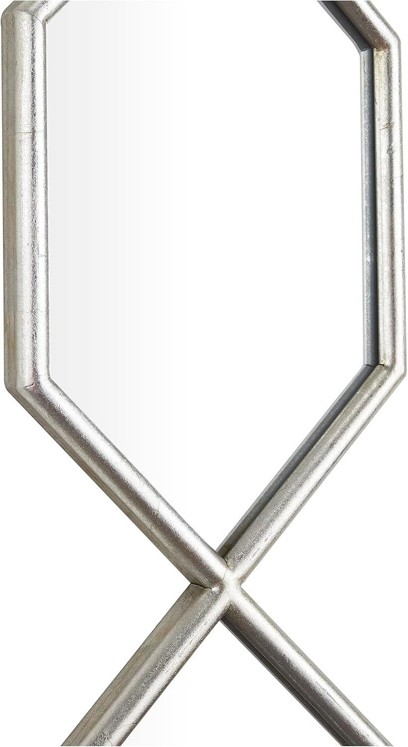 Deco 79 Espejo de pared de metal para habitación, cadena apilada delgada, espejo de entrada de 5 capas con patrón de enrejado, espejo para montar en
