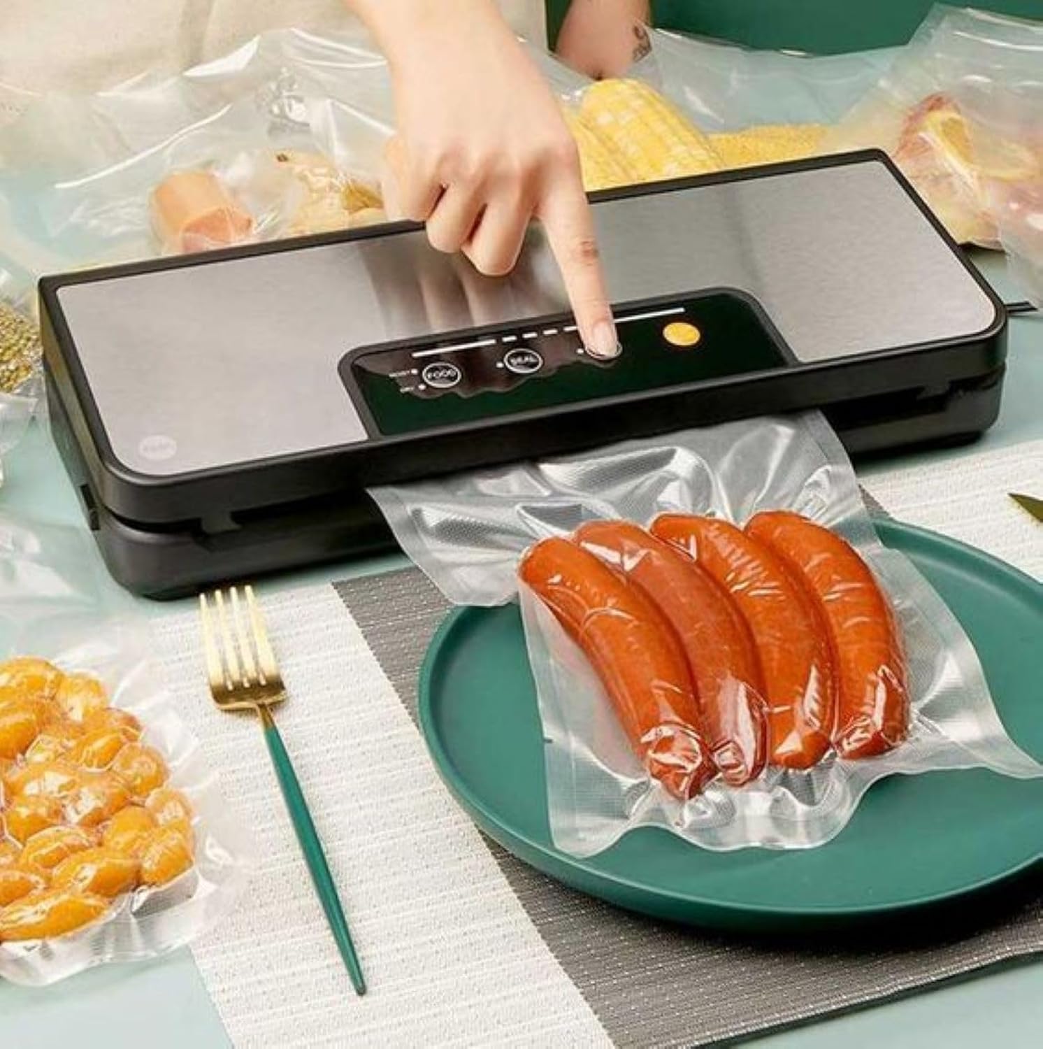 Gokilife Bolsas selladoras al vacío para alimentos, 8 x 20 pies, paquete de 3 bolsas selladoras al vacío para ahorrar alimentos, bolsas selladoras