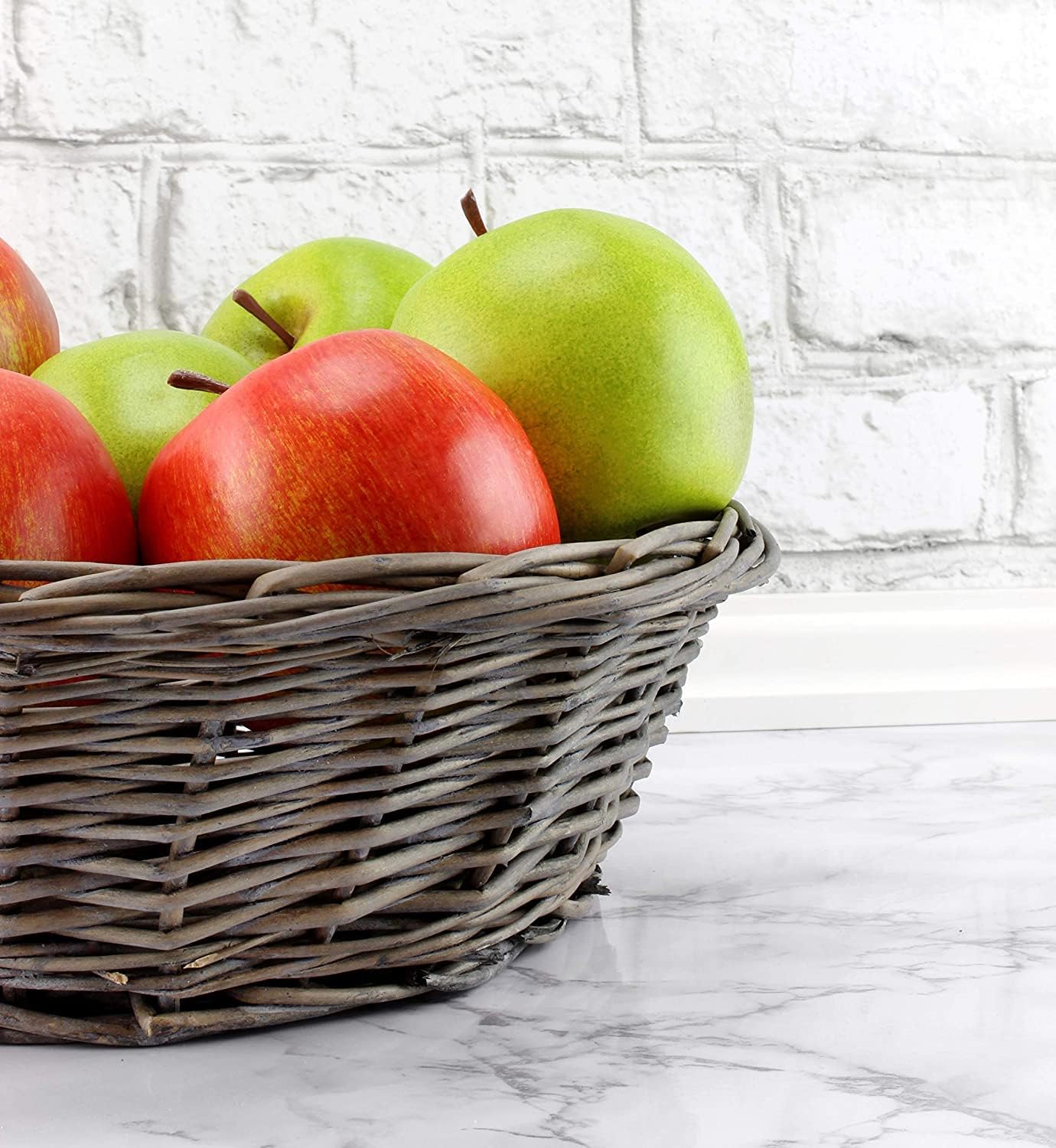 AuldHome – Canastas redondas para pan (lavado gris, paquete de 2), cesta redonda de mimbre tejida rústica para cocina, hogar y almacenamiento