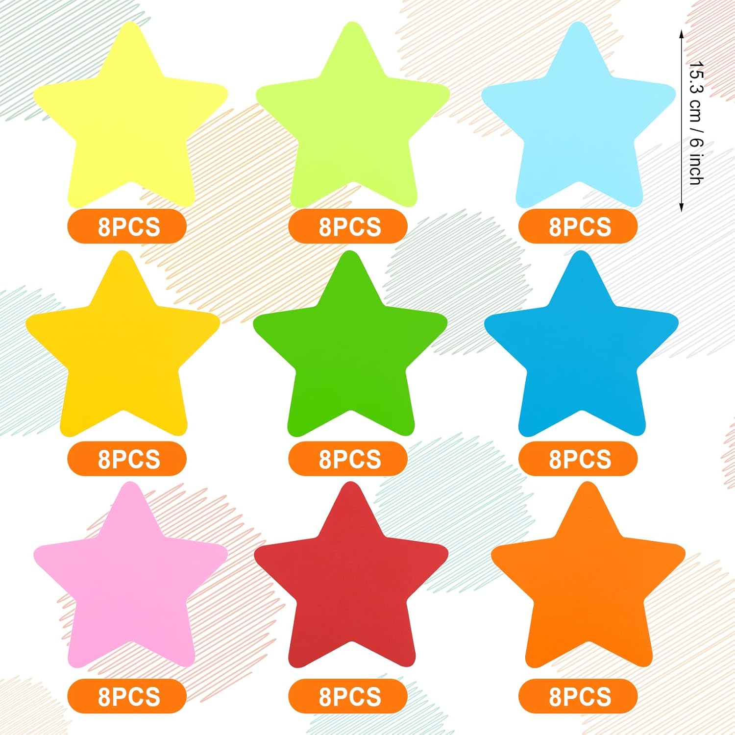 72 piezas de papel con recortes de estrella, papel colorido de estrellas de 6 pulgadas, decoración de tablón de anuncios de Star Wars para fiestas,