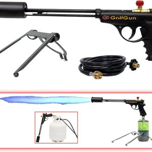 GRILLBLAZER GrillGun – Juego de soplete de mano, soporte y manguera, para parrilla y soplete culinario, iniciador de carbón, herramientas GRILLBLAZER GrillGun – Juego de soplete de mano, soporte y manguera, para parrilla y soplete culinario, iniciador de carbón, herramientas