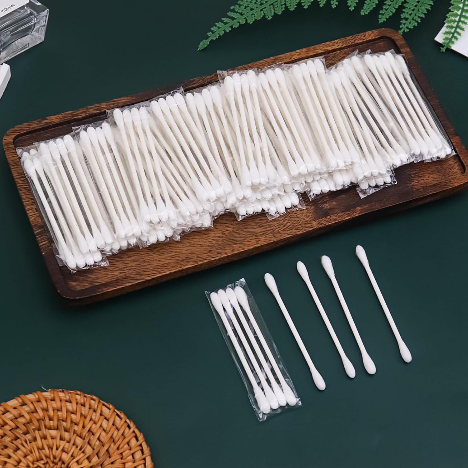 Paquete de 100 hisopos de algodón, envueltos individualmente, palitos de papel de doble punta envueltos individualmente para orejas, maquillaje (4